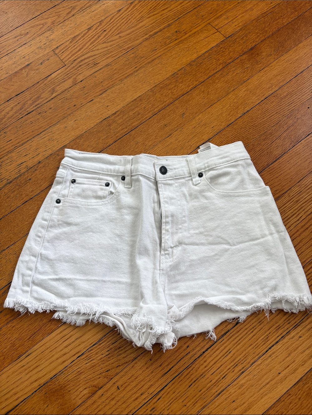Abercrombie & Fitch White High-Rise Denim Shorts